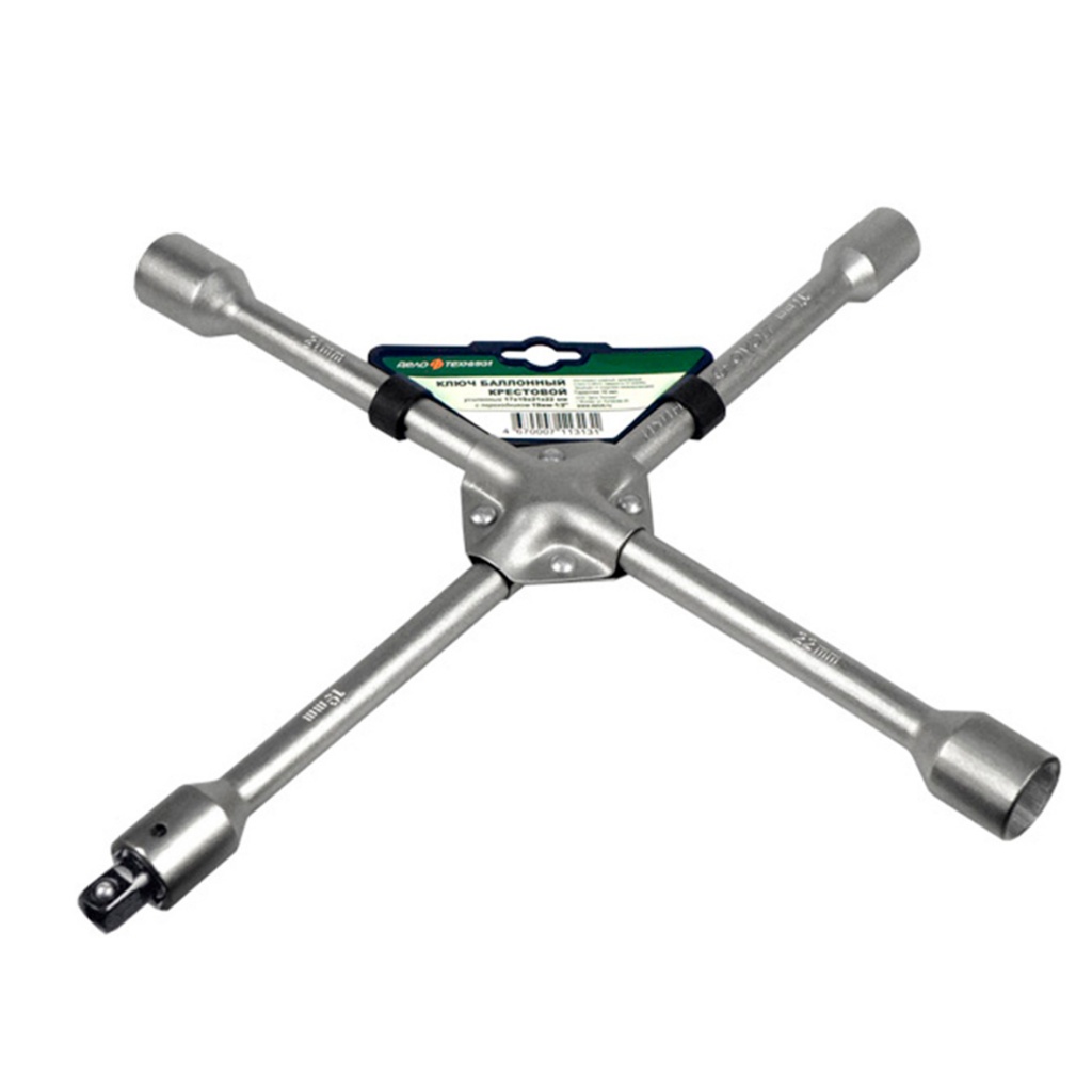  531222 Ключ крестовый усиленный 17х19х21х22 мм с переходником 19мм х 1/2 (Дело Техники).